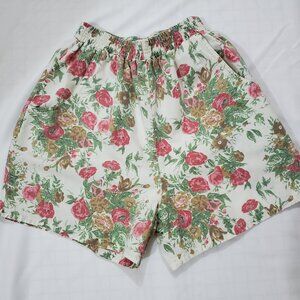 Bonjour International Vintage '90s Women’s Pastel Pink Roses Shorts Size Medium